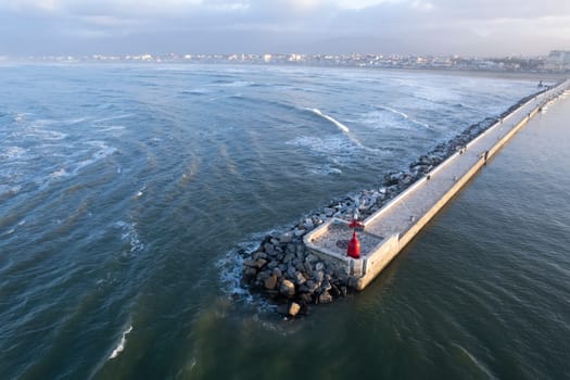 Documentation of the right side of the port of Viareggio photographed at dawn 