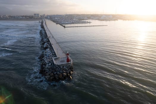 Documentation of the right side of the port of Viareggio photographed at dawn 