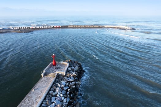 Documentation of the right side of the port of Viareggio photographed at dawn 