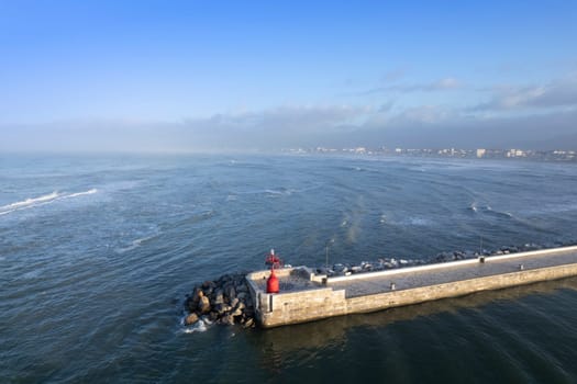 Documentation of the right side of the port of Viareggio photographed at dawn 