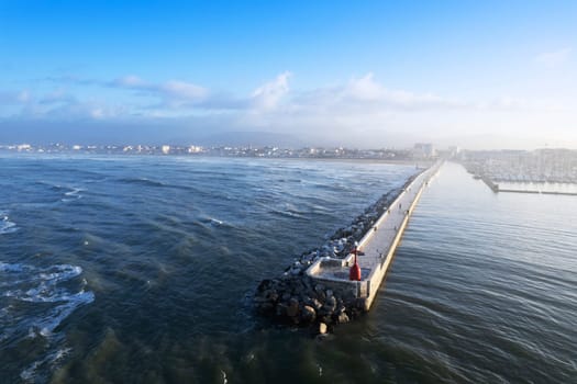 Documentation of the right side of the port of Viareggio photographed at dawn 