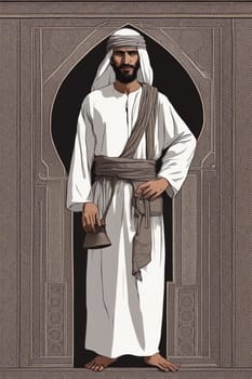 portrait of elderly arab man illustration ai generative art