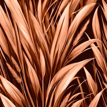 Peach Fuzz grasses with spikelets of beige color close-up. Abstract natural background of soft plants monochrome color 2024. High quality photo