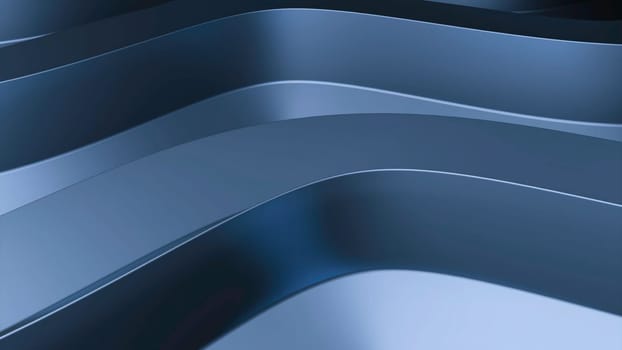 Rotating 3d lines with bends. Design. 3D metal lines with bends are moving. Background of curved wavy lines with metallic 3d effect.