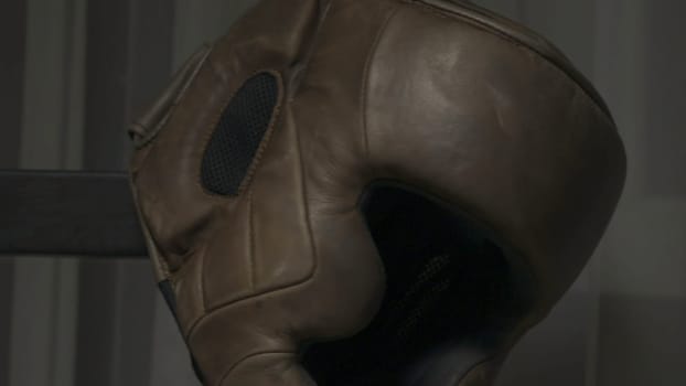 Boxer helmet. Protective helmet on the head during training protects the head from bumps.