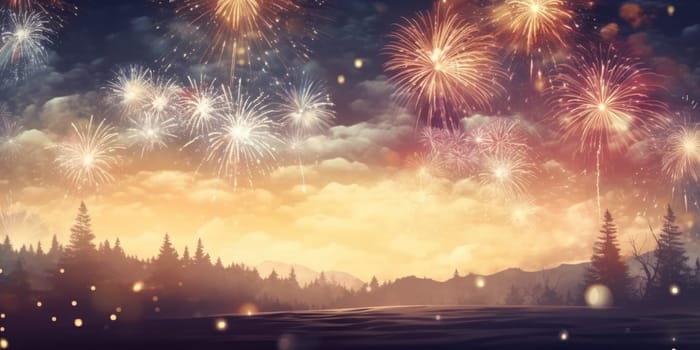 Abstract colored firework background new year celebration 2024 comeliness