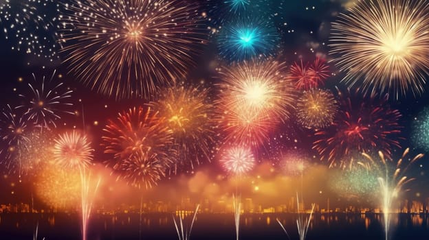 Abstract colored firework background new year celebration 2024 comeliness