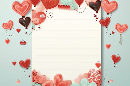 empty note frame space with Valentine's Theme background, festival Valentines day, generative ai