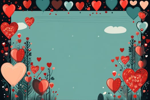 empty note frame space with Valentine's Theme background, festival Valentines day, generative ai