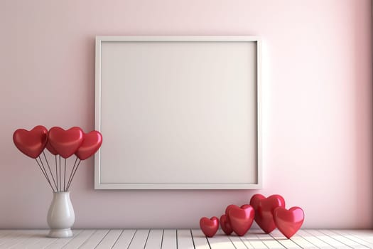 empty frame space blank with Valentine's Theme background, festival Valentines day, generative ai..