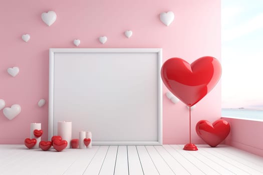 empty frame space blank with Valentine's Theme background, festival Valentines day, generative ai