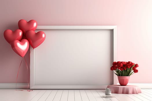 empty frame space blank with Valentine's Theme background, festival Valentines day, generative ai