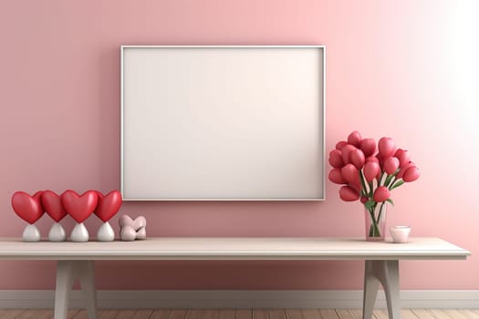 empty frame space blank with Valentine's Theme background, festival Valentines day, generative ai..