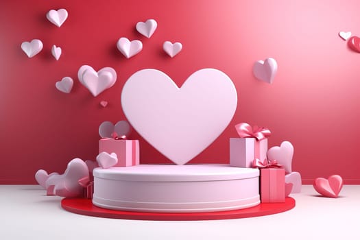 podium with Valentine's Theme background, festival Valentines day, generative ai