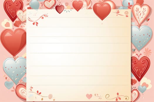 empty note frame space with Valentine's Theme background, festival Valentines day, generative ai