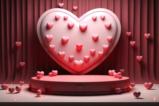 podium with Valentine's Theme background, festival Valentines day, generative ai