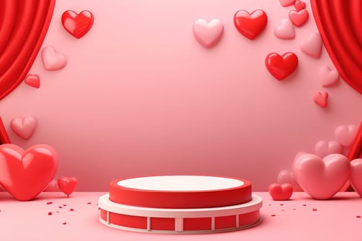 podium with Valentine's Theme background, festival Valentines day, generative ai