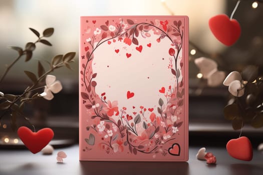 empty note frame space with Valentine's Theme background, festival Valentines day, generative ai