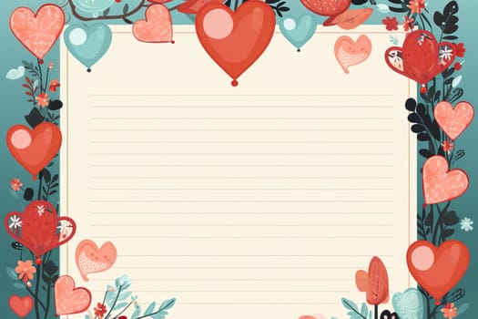 empty note frame space with Valentine's Theme background, festival Valentines day, generative ai