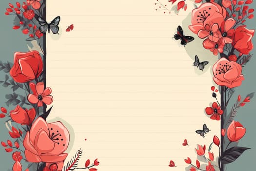 empty note frame space with Valentine's Theme background, festival Valentines day, generative ai