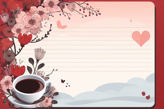 empty note frame space with Valentine's Theme background, festival Valentines day, generative ai