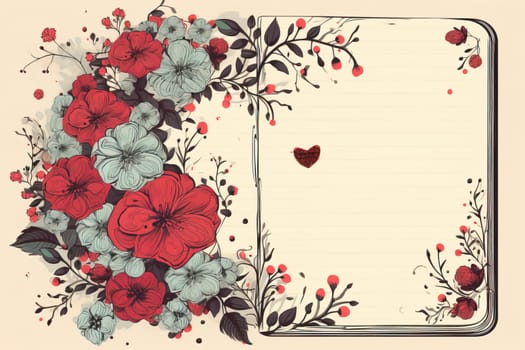 empty note frame space with Valentine's Theme background, festival Valentines day, generative ai