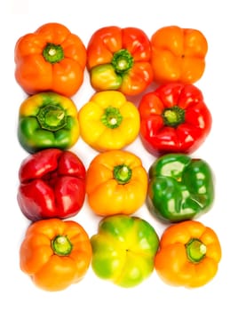 bell pepper. set of colored pods isolated on white background