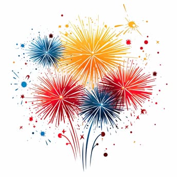 Cartoon colorful illustration of doodle of Fireworks isolated on white background.