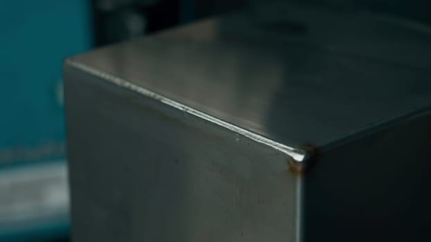 Process of welds passivation at steel factory. Creative. Substance for welds protection