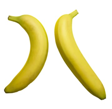 three bananas in a opposite position with a transparent background