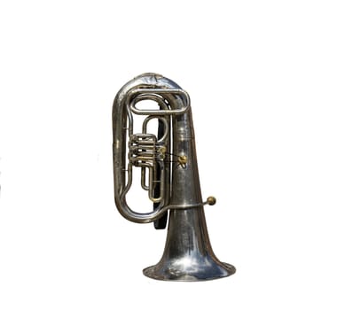  a trombone resting isolated onb a transparent background