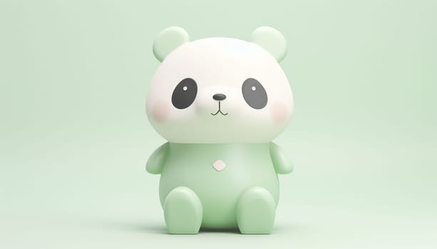 Cute Panda animal characters pastel green pink background. Panda bear character with cute expression in happy, blissful, thinking, sitting, shy, standing and joyful isolated in pastel background. illustration. 3D animation Copy space space for text