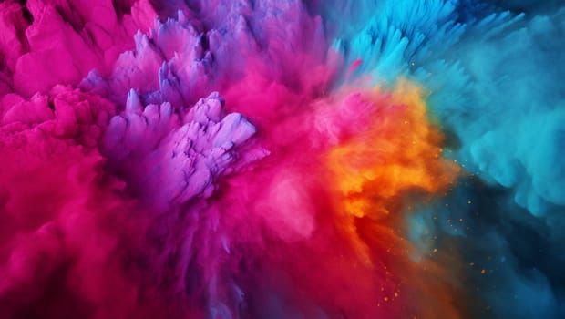 Colorful dust. An explosion of particles of bright colors. Colored background with lots of dust of different colors, explosion of colors. High quality photo