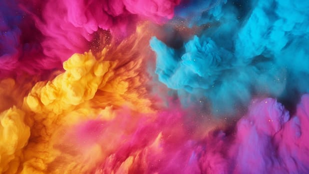 Colorful dust. An explosion of particles of bright colors. Colored background with lots of dust of different colors, explosion of colors. High quality photo