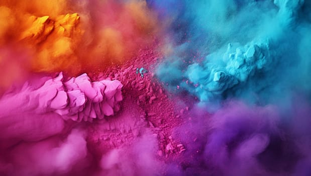 Colorful dust. An explosion of particles of bright colors. Colored background with lots of dust of different colors, explosion of colors. High quality photo