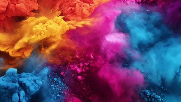 Colorful dust. An explosion of particles of bright colors. Colored background with lots of dust of different colors, explosion of colors. High quality photo