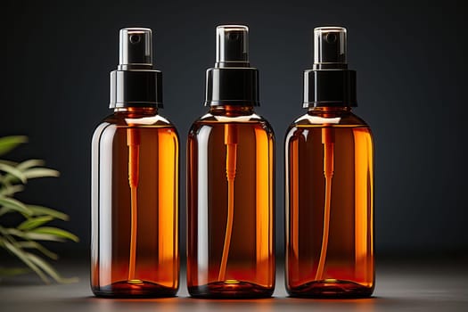 bottles for use in cosmetology with a proportional dispenser, a mockup for body care products.