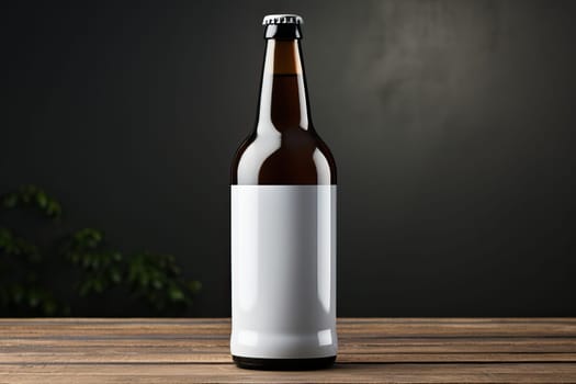 Beer bottle with white label on black background, label mockup for beer manufacturers.