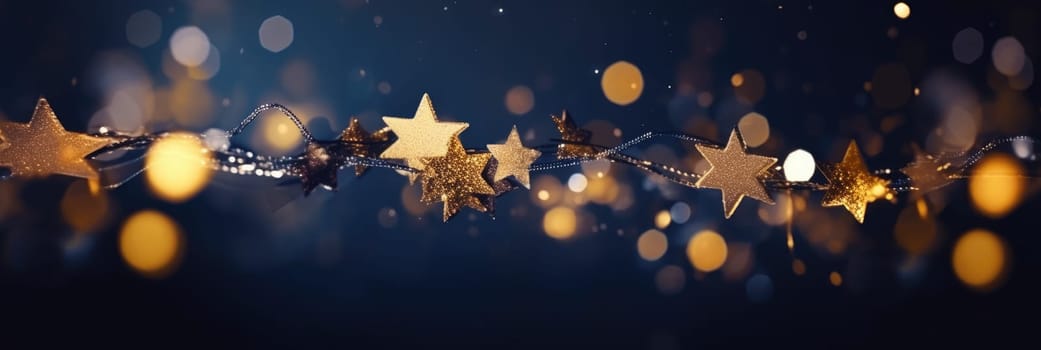 Christmas and new year 2024 decoration on the blue vintage background golden stars comeliness