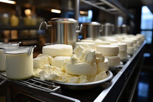 The round and still fresh cheese is removed from the mold, cheese preparation for further storage and aging.