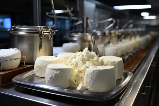 The round and still fresh cheese is removed from the mold, cheese preparation for further storage and aging.