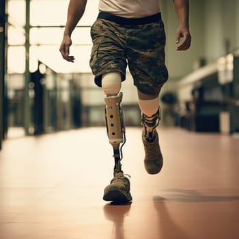 A moving image of a man with prosthetic legs, reflecting the restoration of mobility and the possibility of new beginnings thanks to modern medical technology and support.
