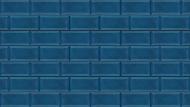 Blue quadrangular abstract background, motion graphics. Building of an abstract wall made of blue bricks on white concrete background.