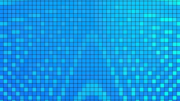 Abstract retro tv screen with grid of small squares. Motion. Bright monitor with moving waves creating noise effect
