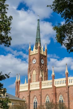 Exterior of St Mary Basilica or Cathedral in Mississippi city of Natchez