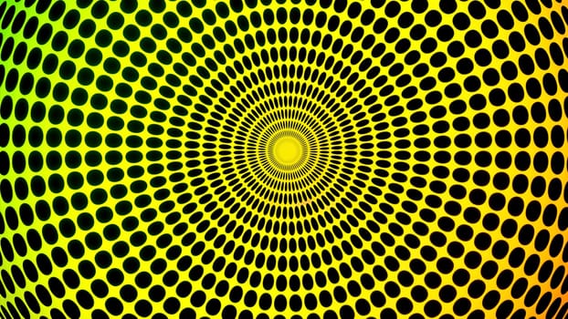 Hypnotic abstract animated colorful rays of small squares moving and blinking around the circle. Design. Colorful blinking hypnotic signal, seamless loop