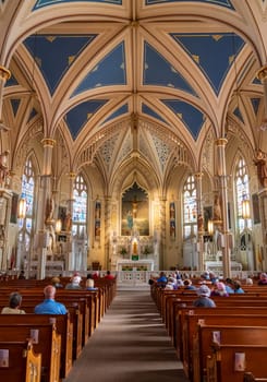 Natchez, MS - 26 October 2023: Interior of St Mary Basilica or Cathedral in Mississippi city of Natchez