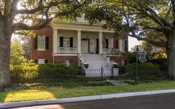 Natchez, MS - 26 October 2023: Front of historic home known as the Parsonage in Natchez Mississippi