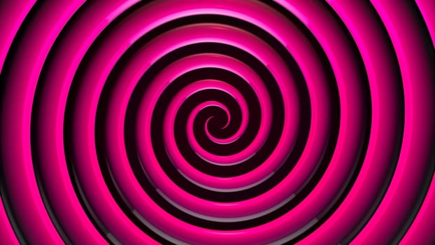 Abstract animation of 3d glossy and sleek colorful spiral twisting on the black background. Simple geometrical composition.