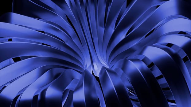 Blue and yellow lines. Design. Moving long lines made in 3d abstraction. High quality 4k footage